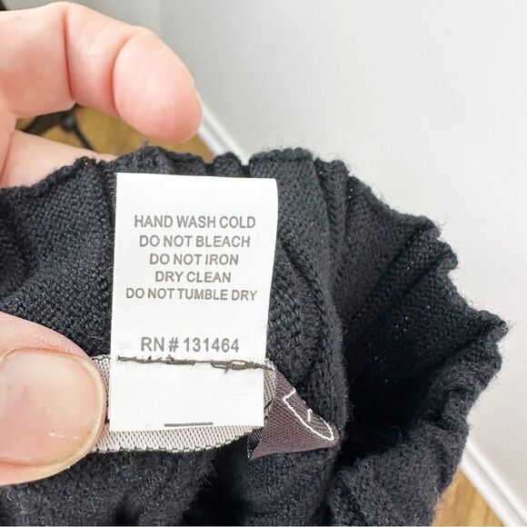 Kerisma Sleeveless Black Cashmere Blend Mini Dress Slimming Gathers Sz M/L‎ New - Picture 8 of 11